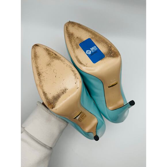 GUCCI GLOSSED-LEATHER PUMPS 110MM ELAISA LEATHER PUMPS IN Mint Green 39.5 - Picture 6 of 16